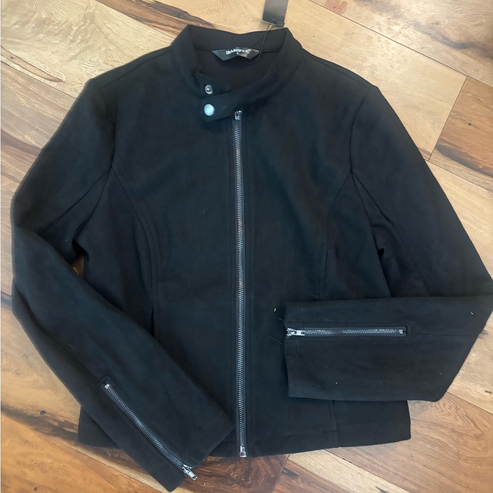 Allegra K Black Jacket with Snap Collar
